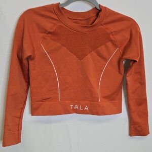 TALA Long Sleeve Cropped Athletic Shirt, Orange, Women's Size Large‎